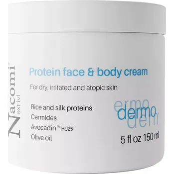 Pleťový krém Nacomi - Dermo - Protein Face & Body Cream - Krém na obličej a tělo s proteiny pro atopickou, suchou a podrážděnou pokožku - 150 ml