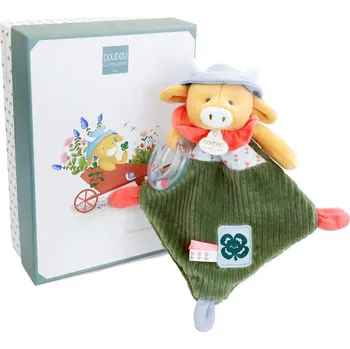 Hračka pro nejmenší Doudou et Compagnie Paris Doudou Dárková sada Plyšová kravička Aneth s chrastítkem 21 cm