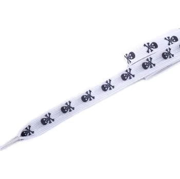 Tkaničky do bot Dětské elastické tkaničky Tobby ploché skull black/white Velikost 95 cm