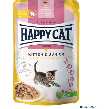 Krmivo pro kočku Happy Cat Kapsička Kitten & Junior Land-Geflügel 85g