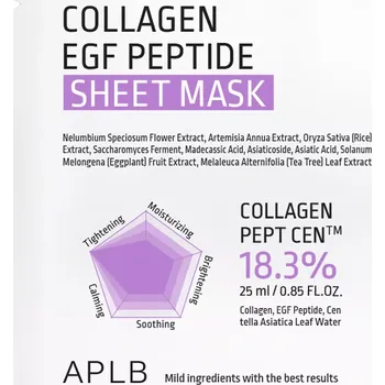 Pleťová maska APLB - Collagen EGF Peptide Sheet Mask - Hydratační a zpevňující plátýnková maska na obličej - 1ks/25ml