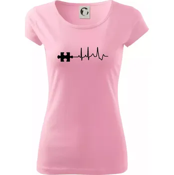 Dámské tričko EKG puzzle rozpojené - Dámské triko Pure - S ( Růžová )