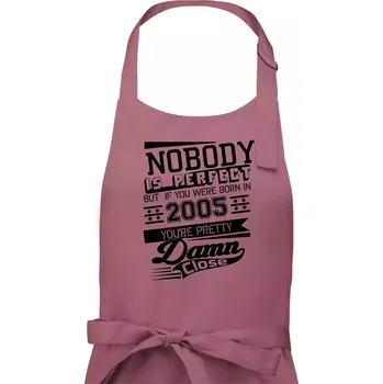 Kuchyňská zástěra Nobody is perfect - 2005 - Pánská zástěra na vaření - Univerzální velikost ( Starorůžová )