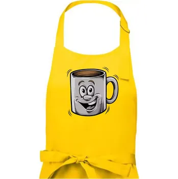 Kuchyňská zástěra Parové triko - Hrnek a čaj - Pánská zástěra na vaření - Univerzální velikost ( Žlutá )
