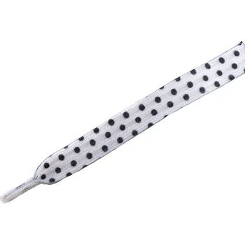 Tkaničky do bot Dětské elastické tkaničky Tobby ploché dots black on white Velikost 95 cm