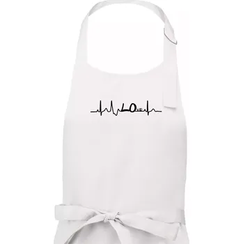 Kuchyňská zástěra EKG LOVE párové - Pánská zástěra na vaření - Univerzální velikost ( Bílá )