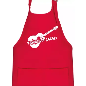 Kuchyňská zástěra Kytara, takhle to všechno začalo - Dětská zástěra na vaření - Univerzální velikost ( Červená )
