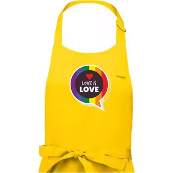 Kuchyňská zástěra Love is love bublina - Dámská zástěra na vaření - Univerzální velikost ( Žlutá )