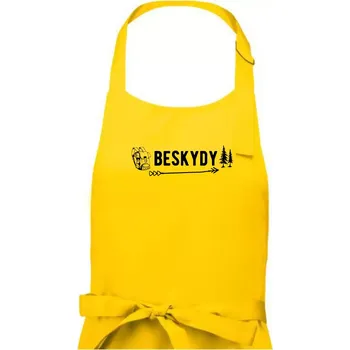 Kuchyňská zástěra Beskydy nápis - Pánská zástěra na vaření - Univerzální velikost ( Žlutá )