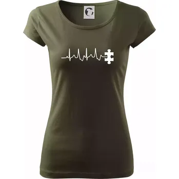 Dámské tričko EKG puzzle rozpojené - Dámské triko Pure - S ( Military )
