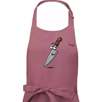 Kuchyňská zástěra Parové triko - Jablko a nůž - Pánská zástěra na vaření - Univerzální velikost ( Starorůžová )