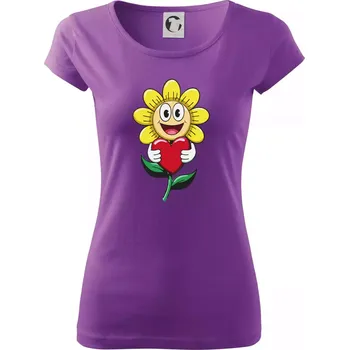 Dámské tričko Parové triko - Včela a květina - Dámské triko Pure - XL ( Fialová )