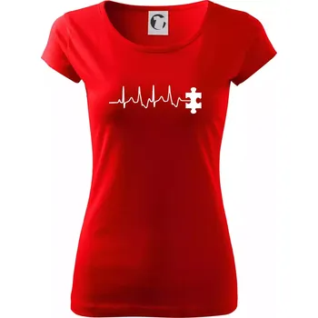 Dámské tričko EKG puzzle rozpojené - Dámské triko Pure - L ( Červená )