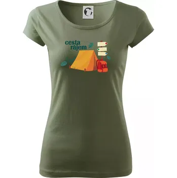 Dámské tričko Cesta rájem - Dámské triko Pure - 3XL ( Khaki )