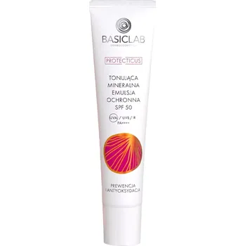 Přípravek na opalování BasicLab - Tónovací minerální ochranná emulze SPF50 PA ++++ - 40 ml