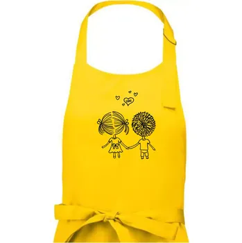 Kuchyňská zástěra Love Kluk - Holka - Pánská zástěra na vaření - Univerzální velikost ( Žlutá )