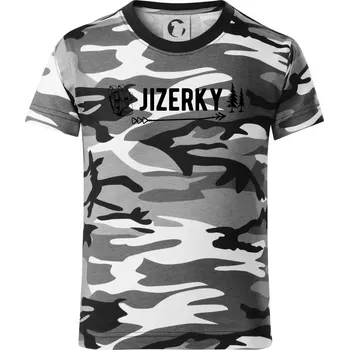 Chlapecké tričko Jizerky nápis - Dětské maskáčové triko - 146 cm/10 let ( Šedý maskáč )