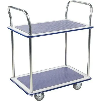 Policový vozík Manutan Expert se dvěma madly, do 200 kg, 2 police + Prodloužená záruka na 10 let