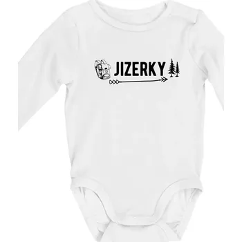 Jizerky nápis - Body kojenecké s dlouhým rukávem - Dlouhý r. 6-12 měs ( Bílá )