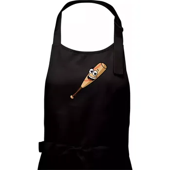 Kuchyňská zástěra Parové triko - baseballová pálka a míček - Dámská zástěra na vaření - Univerzální velikost ( Černá )