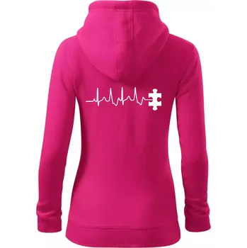 Dámská mikina EKG puzzle rozpojené - Dámská mikina trendy zipper s kapucí - XL ( Purpurová )