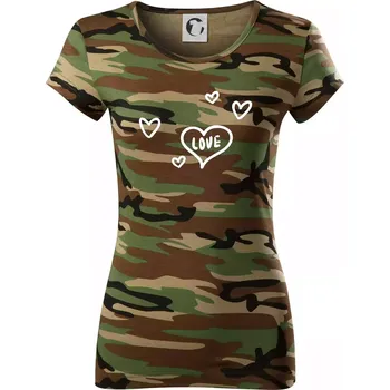 Dámské tričko Love Kluk - Holka - Dámské maskáčové triko - 2XL ( Hnědý maskáč )