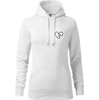 Dámská mikina Párova mikina - srdce puzzle doplňuješ mě - Mikina dámská Cape s kapucí - XS ( Bílá )
