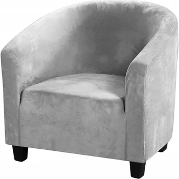 Napínací potah POTAH NA KŘESLO KLUB CLUB BAR SAMETOVÝ PRÉMIOVÝ ELASTICKÝ SVĚTLE ŠEDÝ