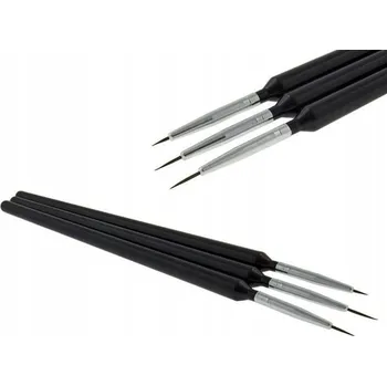 Kosmetický štětec Štětce na zdobení nehtů Allebeauty se syntetickými štětinami, 3 kusy, černé