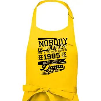 Kuchyňská zástěra Nobody is perfect - 1985 - Dámská zástěra na vaření - Univerzální velikost ( Žlutá )