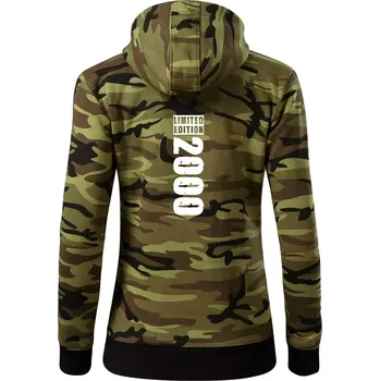 Dámská mikina Limited edition 2000 pruh - Dámská mikina trendy zipper s kapucí - XL ( Zelený maskáč )