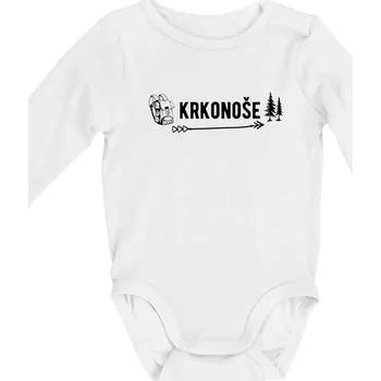Krkonoše nápis - Body kojenecké s dlouhým rukávem - Dlouhý r. do 3 měs ( Bílá )