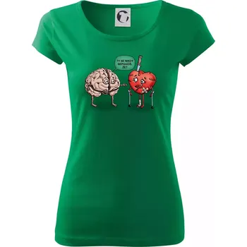 Dámské tričko Mozek a srdce - poučení (Hana-creative) - Dámské triko Pure - XS ( Středně zelená )