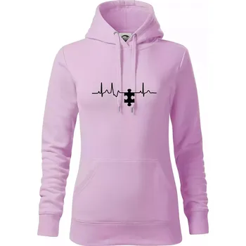Dámská mikina EKG puzzle párové - Mikina dámská Cape s kapucí - XS ( Orchid )