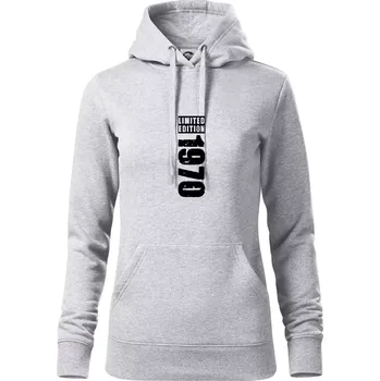 Dámská mikina Limited edition 1970 pruh - Mikina dámská Cape s kapucí - XL ( Světlešedý Melír )