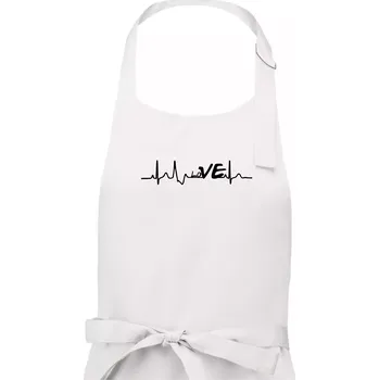 Kuchyňská zástěra EKG LOVE párové - Dámská zástěra na vaření - Univerzální velikost ( Bílá )
