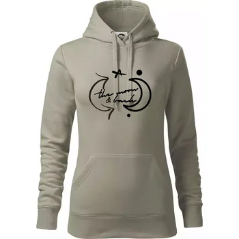 Dámská mikina The moon and back - Mikina dámská Cape s kapucí - M ( Light khaki )