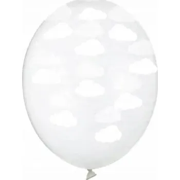 Balónek Průhledné balónky s bílými obláčky 30 cm 3 ks