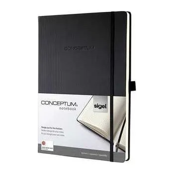 Zápisník Záznamní kniha "Conceptum", čtverečkovaná, černá, tvrdé desky, A4, 194 listů, SIGEL,rychlé dodání
