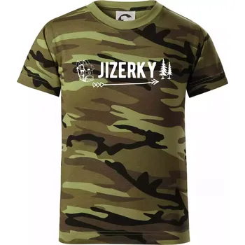 Jizerky nápis - Dětské maskáčové triko - 146 cm/10 let ( Zelený maskáč )