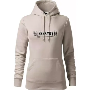 Dámská mikina Beskydy nápis - Mikina dámská Cape s kapucí - L ( Ledově šedá )
