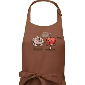 Kuchyňská zástěra Mozek a srdce - poučení (Hana-creative) - Dámská zástěra na vaření - Univerzální velikost ( Kakaová )