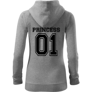 Dámská mikina Princess 01 - Dámská mikina trendy zipper s kapucí - S ( Tmavě šedý melír )