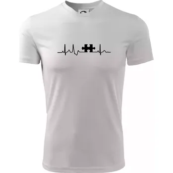 Pánské tričko EKG puzzle párové - Pánské triko Fantasy sportovní (dresovina) - L ( Bílá )