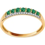 Smaragdový prsten s diamanty Donia, žluté zlato KU1402 + dárkové balení LUXUS zdarma