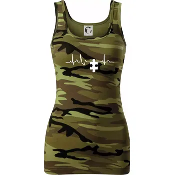 Dámské tričko EKG puzzle párové - Dámské Maskáčové tílko - L ( Zelený maskáč )