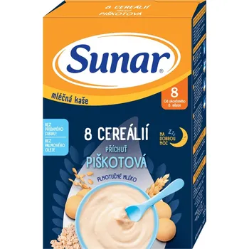 Dětská kaše Sunar mléčná kaše 210g 8cer piškot 8m