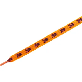 Tkaničky do bot Dětské elastické tkaničky Tobby ploché skull black/neon orange Velikost 95 cm