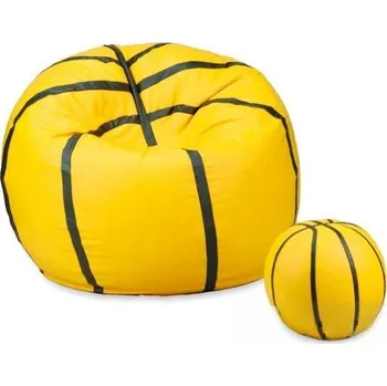 Taburet Sedací vak - míč basketballový + taburet - žlutý