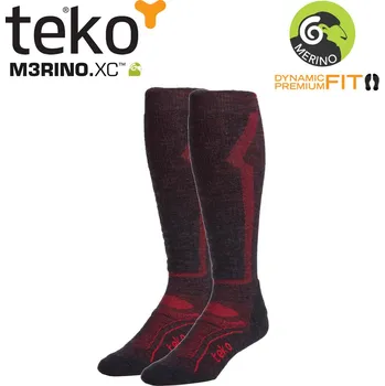 Teko 4702 MERINO.XC Light Ski charcoal red pánské lyžařské ponožky Velikost 38-41